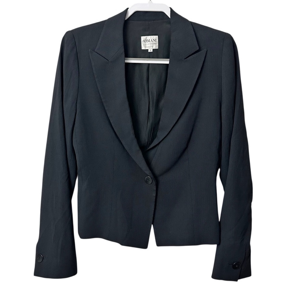 Armani Collezioni One Button Blazer Wool Blend Career